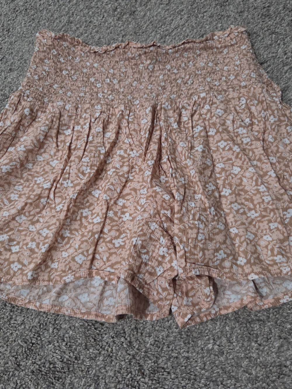 aerie Peach Floral Smocked Mini Skirt Size XS